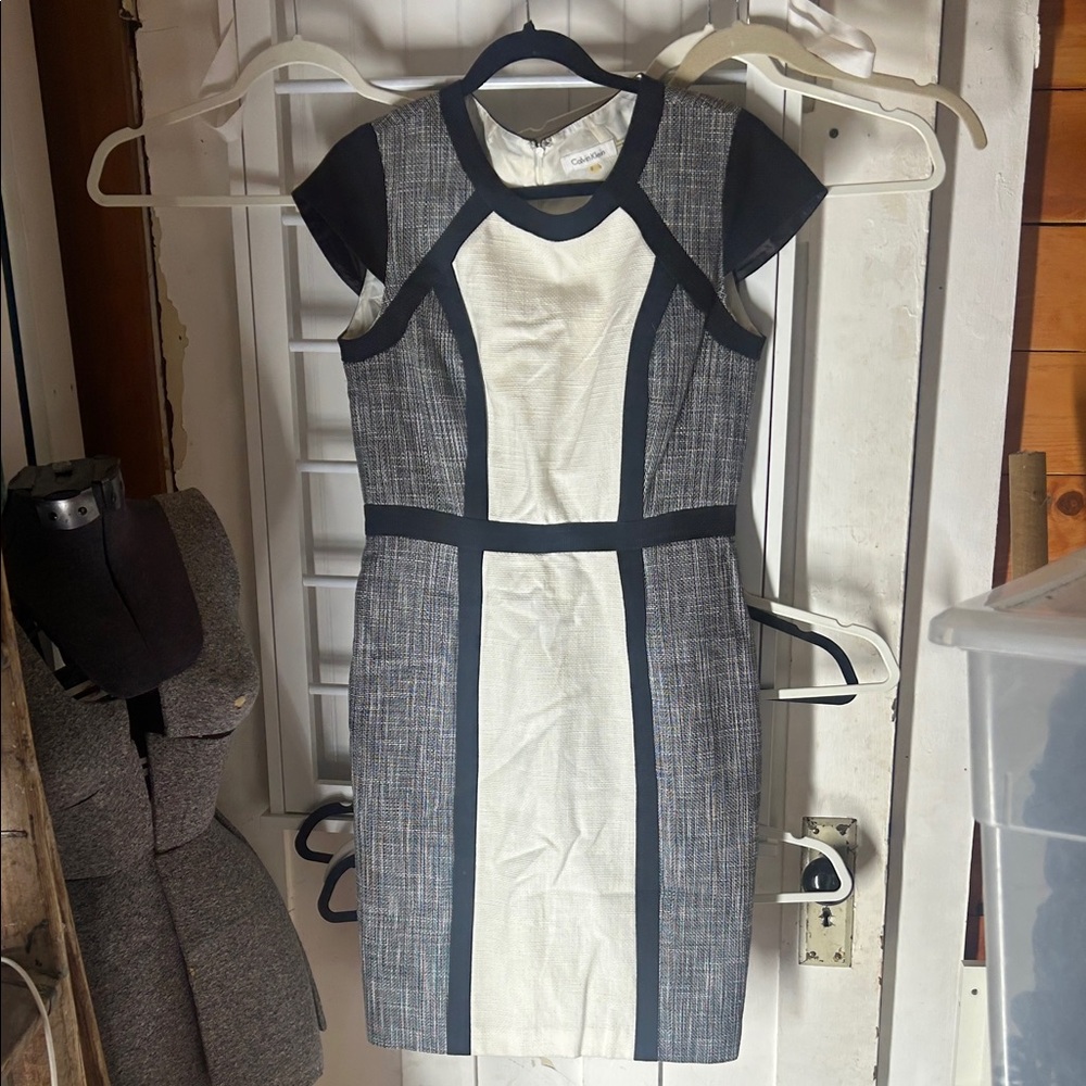 Calvin Klein Black and Cream Mini Dress